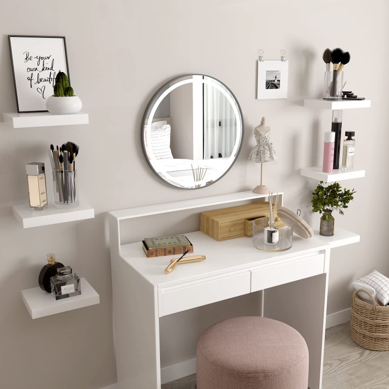 WELLAND Set of 2 Floating Shelves Wall Mounted Shelf, for Home Decor with 8" Deep (White, 15 inch) - Image 4